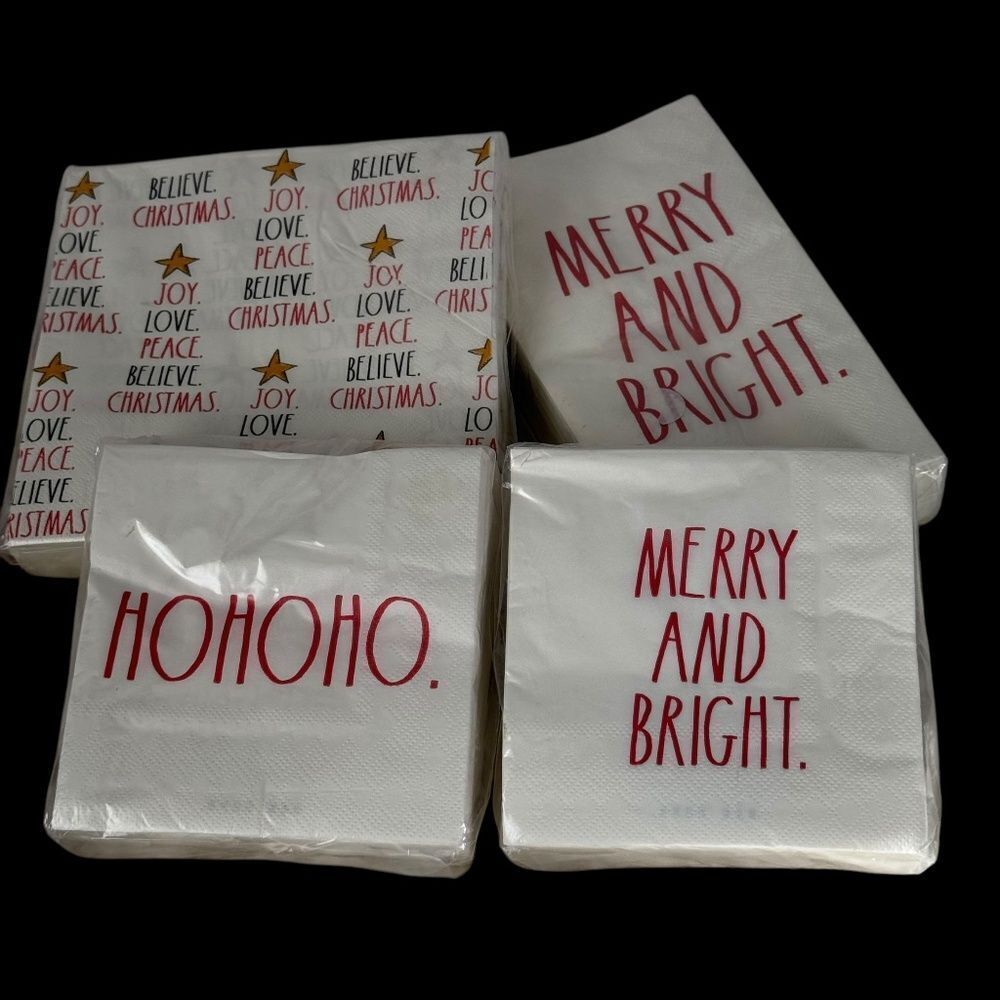 Rae Dunn Holiday Party Napkins 4‎ Pack Bundle